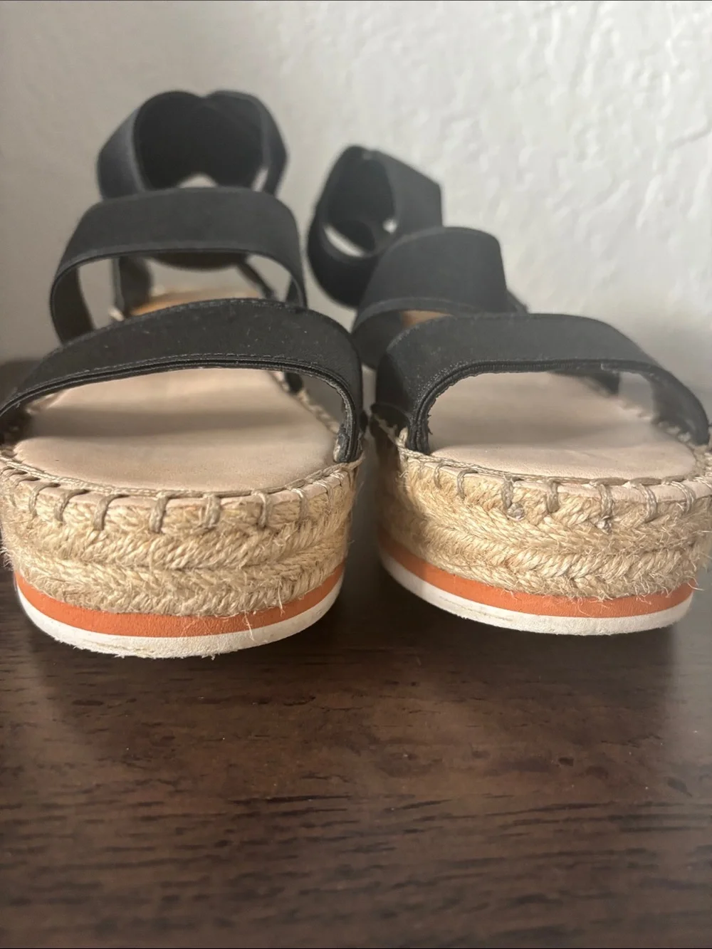 Dolce Vita Lury Espadrille Wedge Black Elastic Strap Sandals 9M